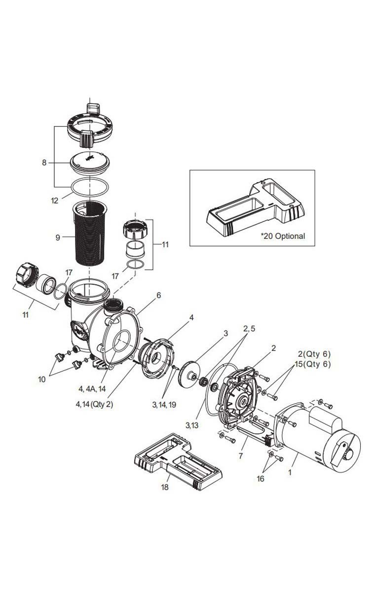 Jandy FloPro Medium Head Two-Speed Pump | 1.5HP Up-Rated | 230V | FHPM1.5-2 Parts Schematic