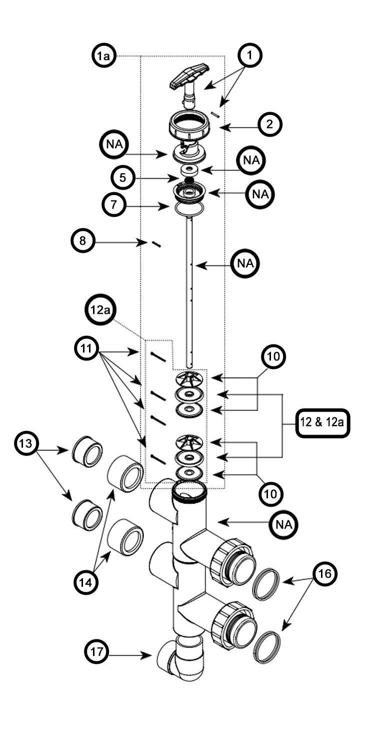 Waterway 2.5" Hi-Temp PVC Slide Valve Assembly for Crystal Water D.E. Filter | 600-1500 Parts Schematic