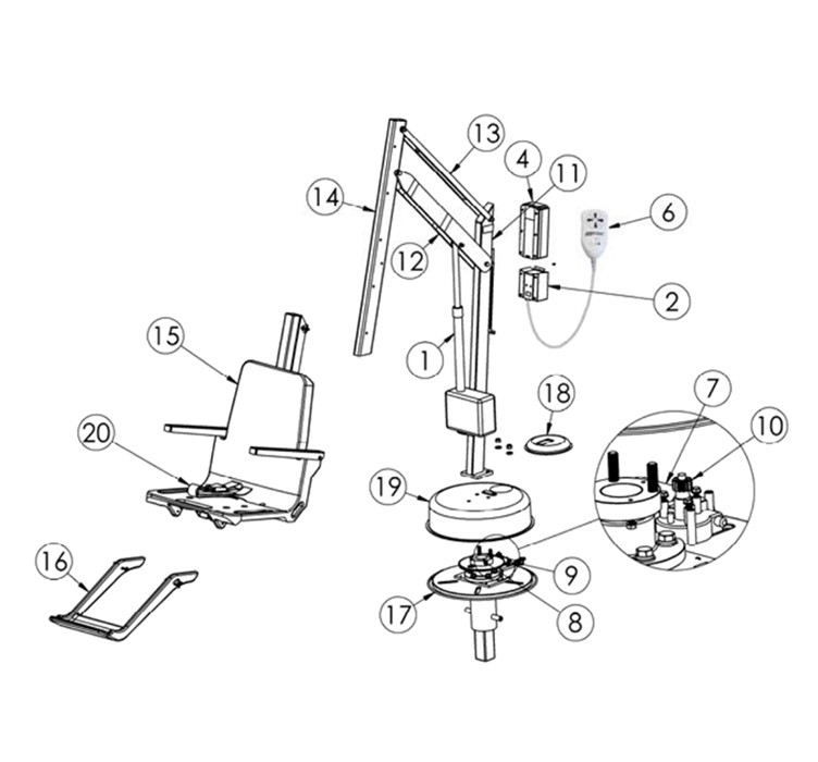 SR Smith Splash! Spa ADA Compliant Lift | 375-0000 Parts Schematic