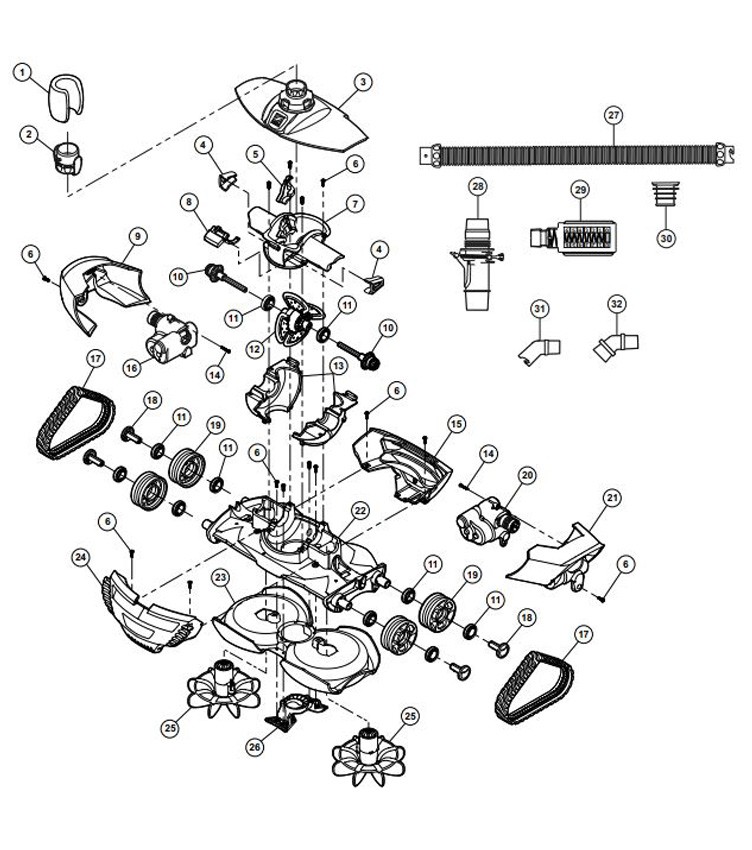 Zodiac Baracuda Advanced Pool Cleaning Robotic Suction Side Pool Cleaner | MX8 Parts Schematic