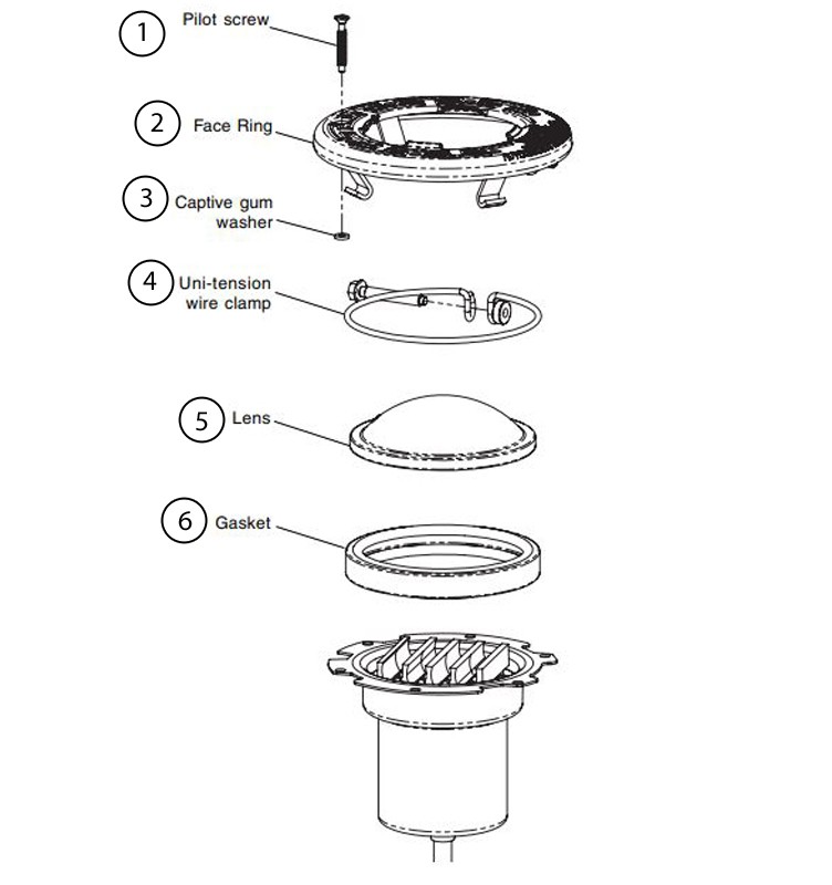 Pentair Intellibrite 5G WHITE Spa Light | 120V LED 100W 30' Cord | 640140 Parts Schematic