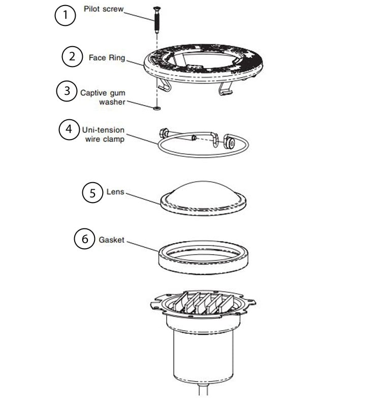 Pentair Intellibrite 5G WHITE Spa Light | 120V LED 100W 100' Cord | 640142 Parts Schematic