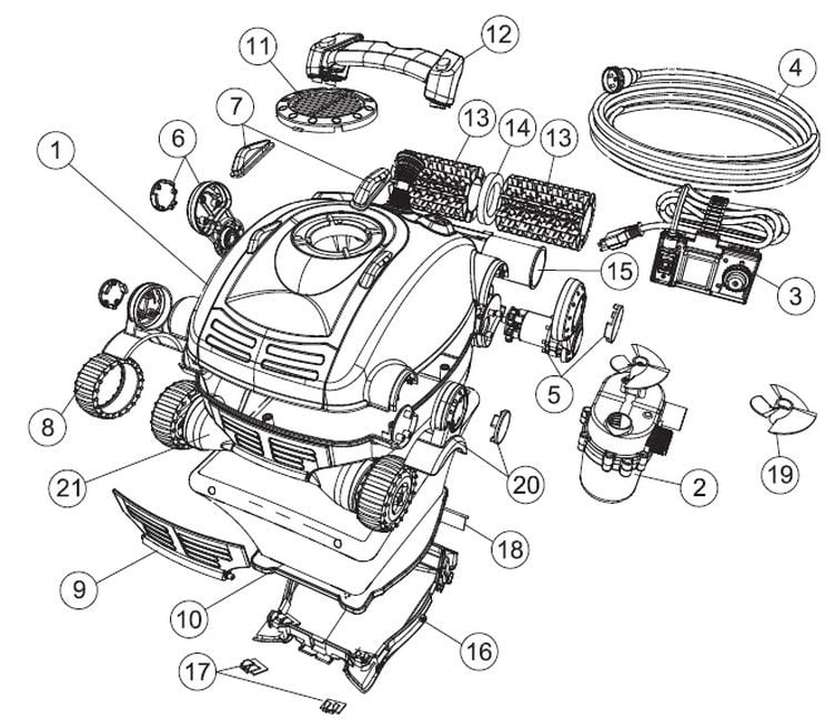 Smart Pool Climber™ Robotic Pool Cleaner for Inground Pools 50' Cord | Quick Clean Option | NC52 Parts Schematic