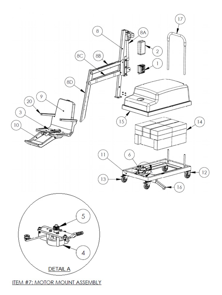 SR Smith PAL2 Standard Portable Aquatic ADA Compliant Pool Lift | 202-0000 Parts Schematic