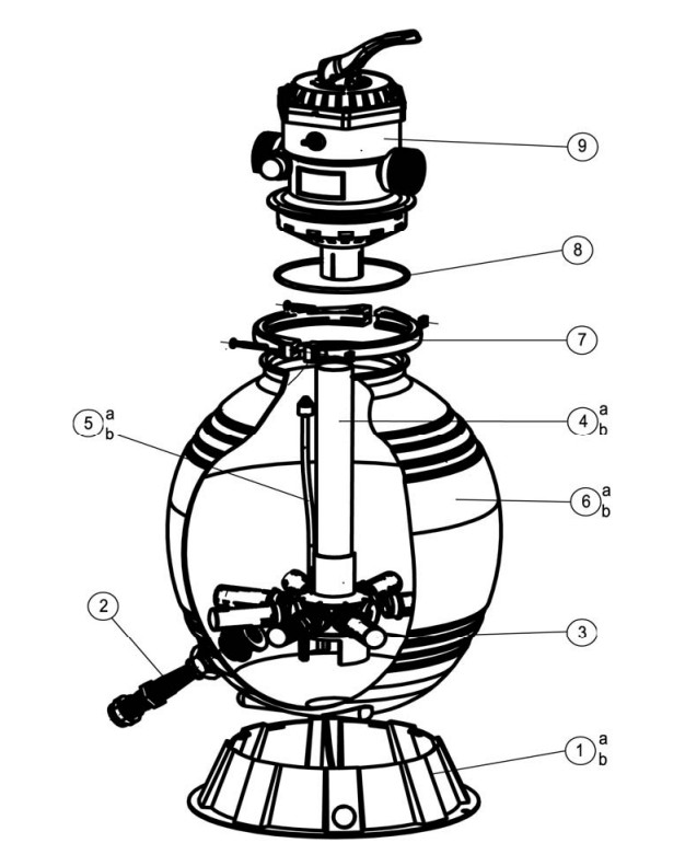Sandman Deluxe 22" Above Ground Sand Filter System with 1.5HP Pump | NE6170 Parts Schematic