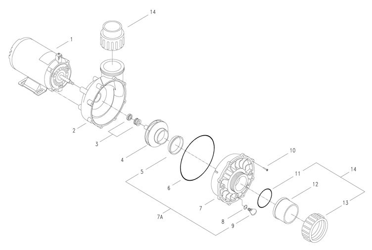 Gecko AquaFlo FloMaster XP3 | 56-Frame 230V 4.0 HP 3.0 OPHP 2-Speed  | 08330002-5041 Parts Schematic