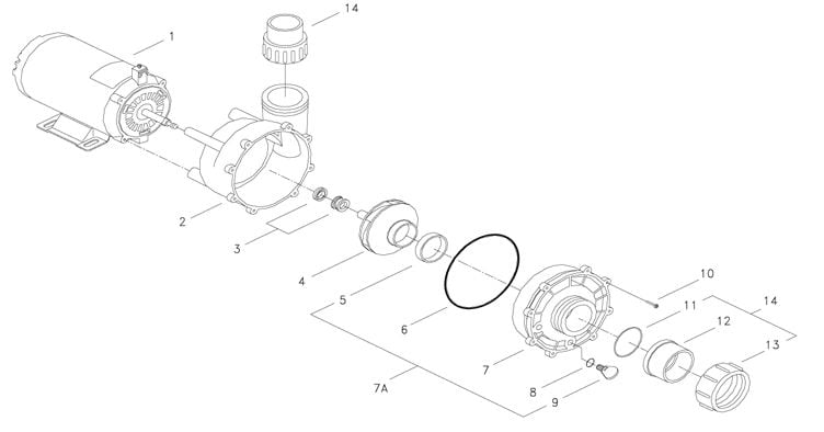 Gecko AquaFlo FloMaster XP2e | 56-Frame 230V 3.0 HP 2.0 OPHP 2-Speed | 05320761-2040 Parts Schematic