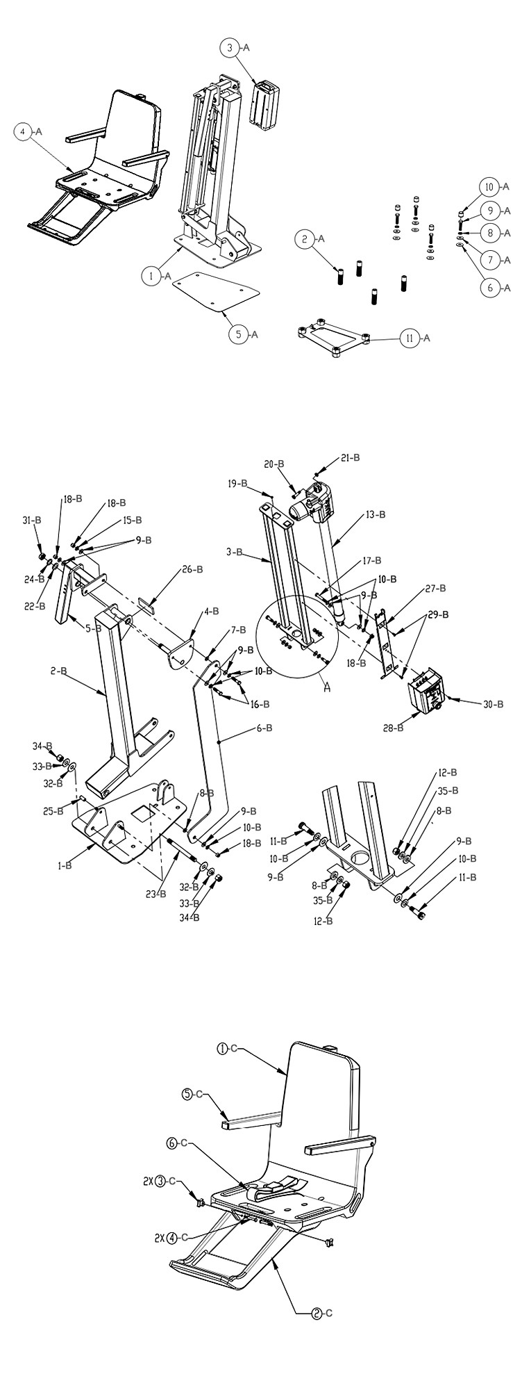 SR Smith ML300 ADA Compliant Flanged Pool Lift | 575-3000 Parts Schematic