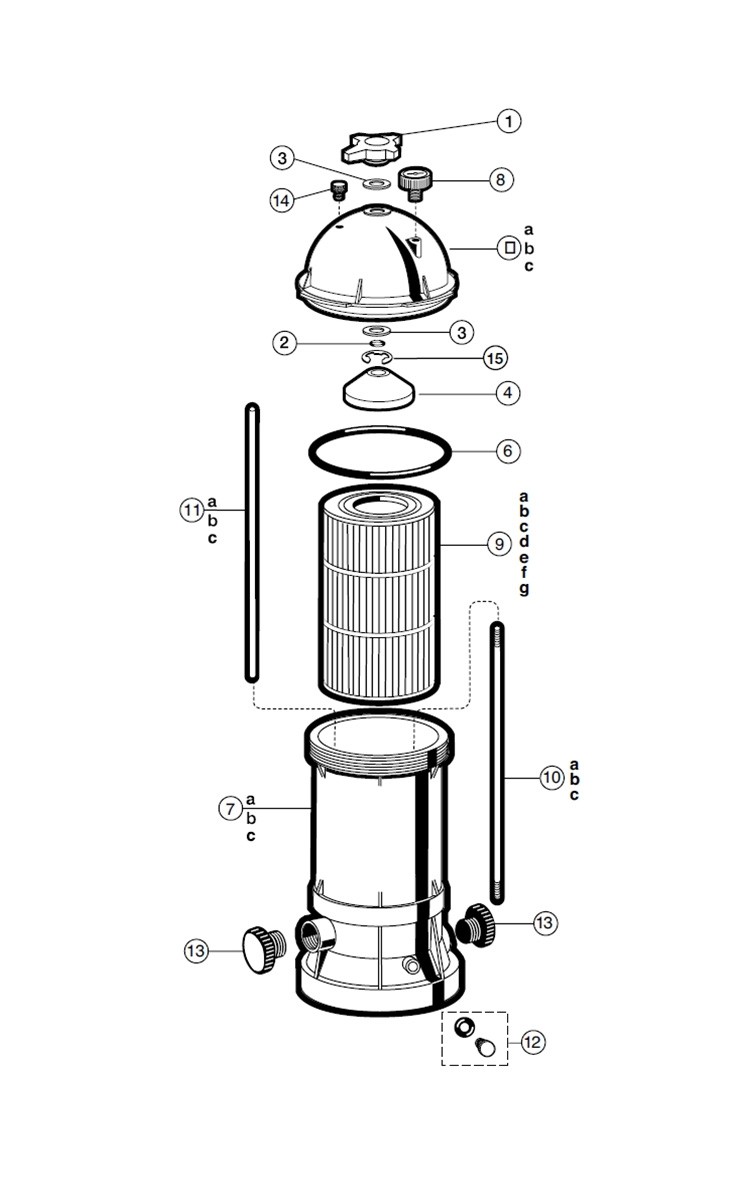 Hayward Star Clear Plus Filter 2 inch Threaded Ports | 200 sq. ft. | C2002 Parts Schematic