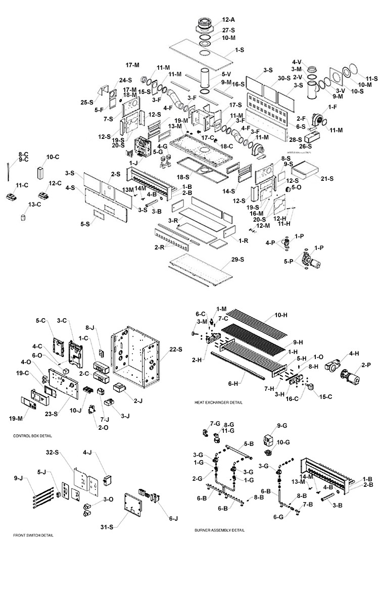 Raypak HI Delta P902C Commercial Indoor-Outdoor Swimming Pool Heater | Propane Gas 900,000 BTUH | 016077 Parts Schematic