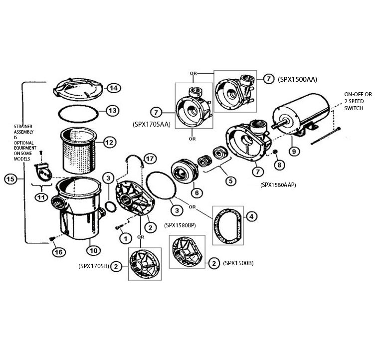 Hayward PowerFlo LX Above Ground Pool Pump | 6' Cord | 1HP 115V | W3SP1580 *Free Next Day Delivery* Parts Schematic