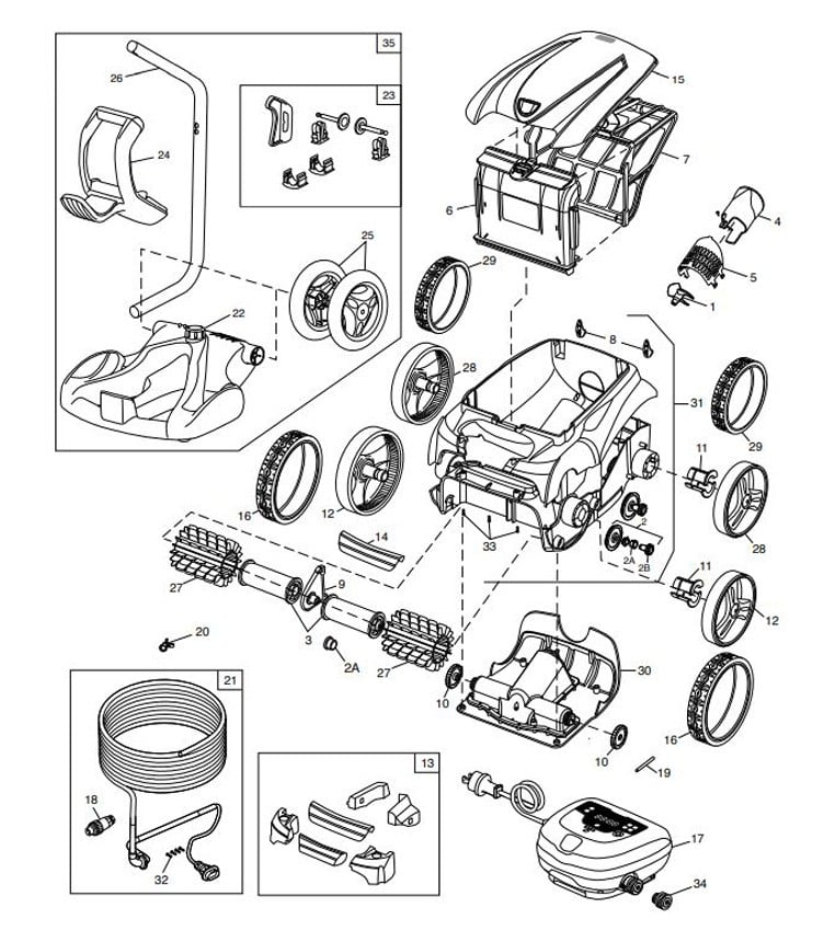 Polaris 9350 Sport 2WD Robotic Cleaner with Easy Lift System | F9350 Parts Schematic