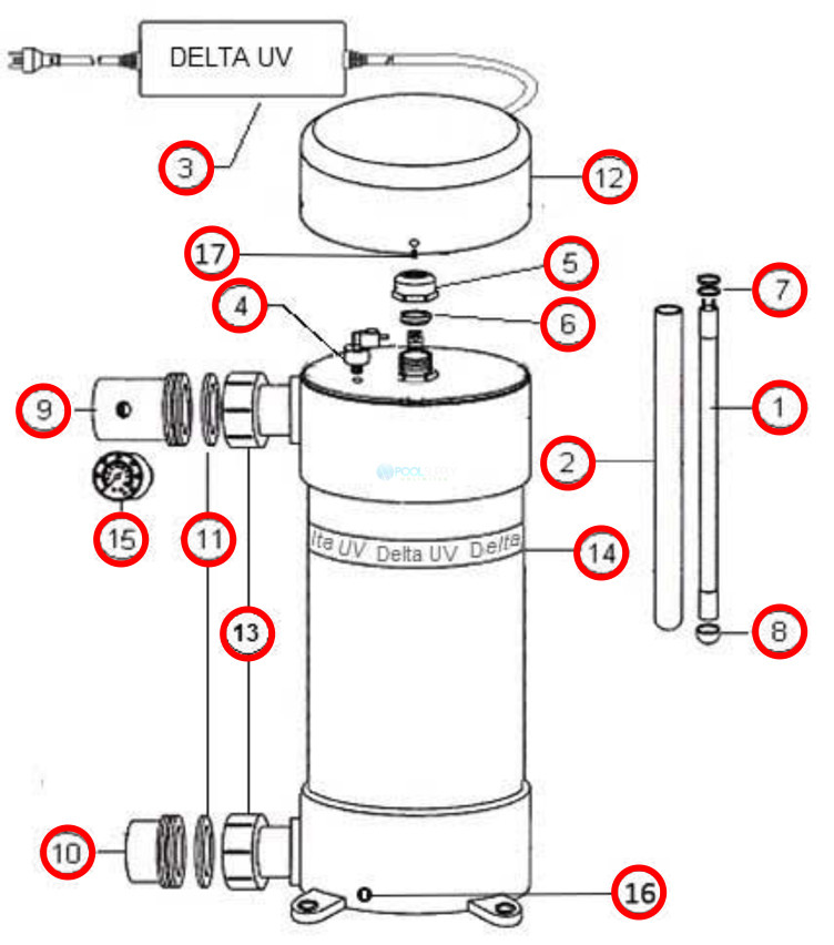 Delta Ultraviolet UV Sanitizer D Series | D-80 | 80 GPM | 34-08544 37-08544 | 1000-2276 Parts Schematic