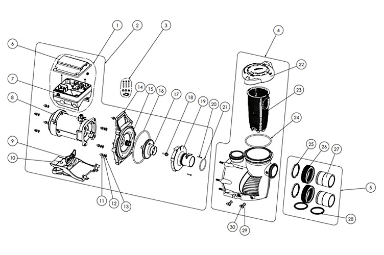 Pentair IntelliFloXF Variable Speed Pump 3HP Max | Rotary Keypad Control | EC-022055 Parts Schematic