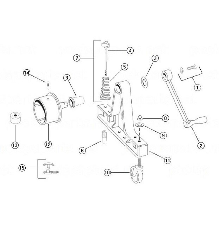 Rocky's Reel Systems #5 Portable Residential Reel System | End System Only With 4" Hubs | 315 Parts Schematic