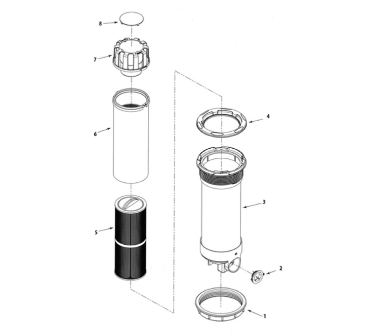 Waterway Teleweir Skim Filter | 75 sq. ft | 510-4590 Parts Schematic