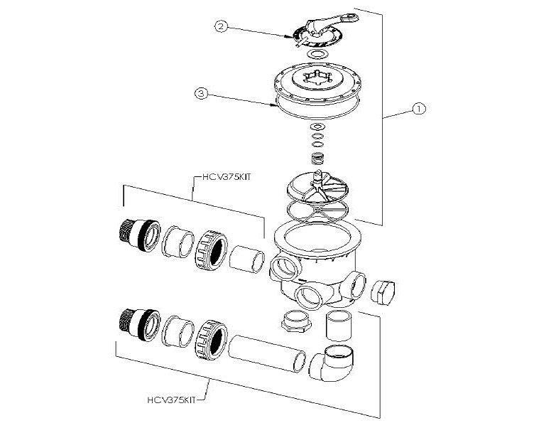 Hayward 3" Commercial Multiport Valve | HCV375 Parts Schematic