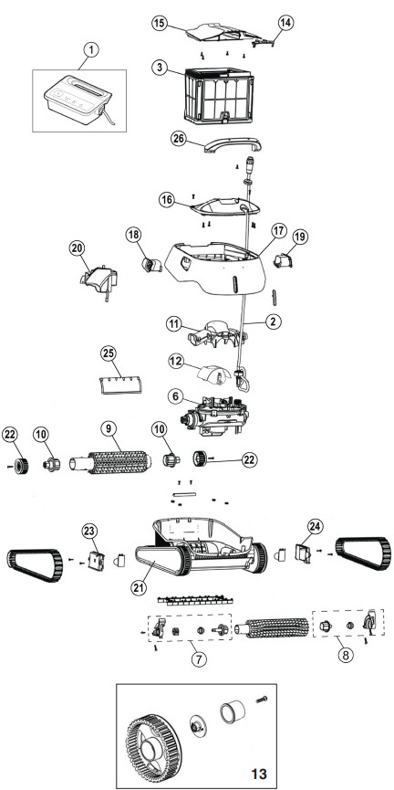 Pentair Prowler 920 Inground Robotic Pool Cleaner | 360322 Parts Schematic