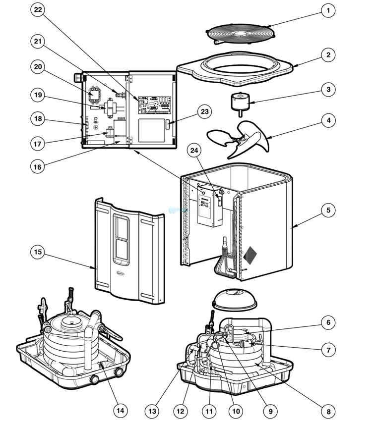 Hayward HeatPro Low Ambient Heat Pump | 140K BTU AHRI HGBV | 240W | HP21404TC Parts Schematic