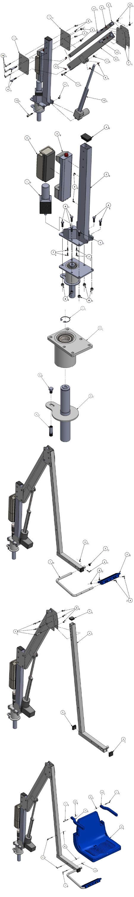 Global Pool Products Standard Rotational Series R-375 Pool Lift | No Anchor | R375NA Parts Schematic