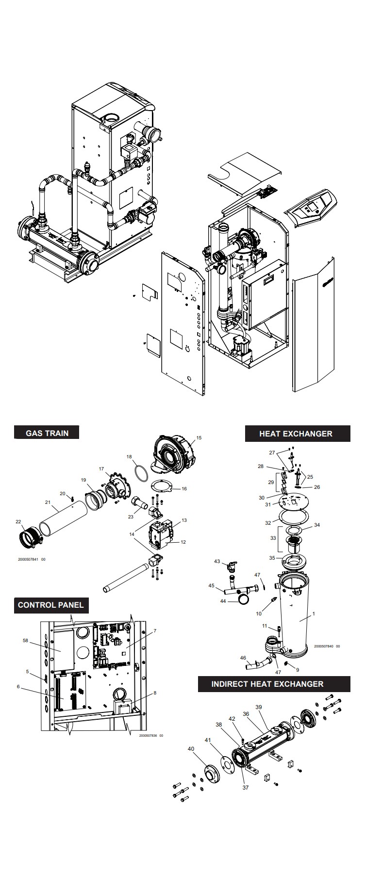 Lochinvar AQUAS Low NOx Indoor Indirect Pool Heater | Natural Gas 285K BTU | ASME Commercial Grade | APN285 100361731 Parts Schematic