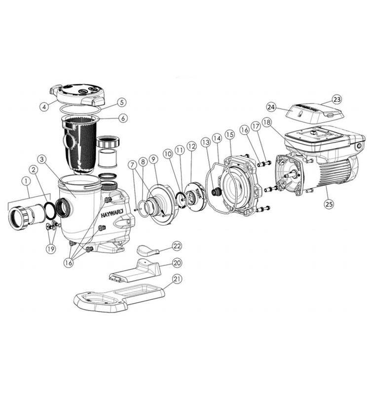 Hayward TriStar VS Variable Speed Pool Pump | 2.7HP 115V-230V | W3SP3206VSP Parts Schematic