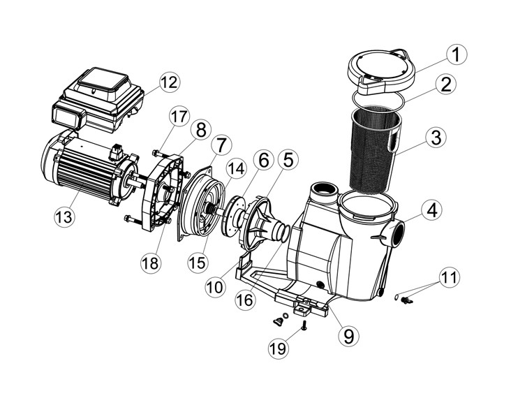 CaliMar® Variable Speed Pool Pump | 1.5" Threaded Ports | 1.5HP | BLPVS1515H | CMAR15VS1.5 Parts Schematic