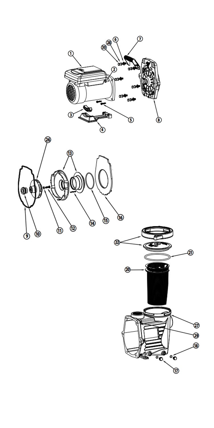 Waterway Power Defender 165 Variable Speed Pump 1.65HP 230V | PD-VSC165 Parts Schematic