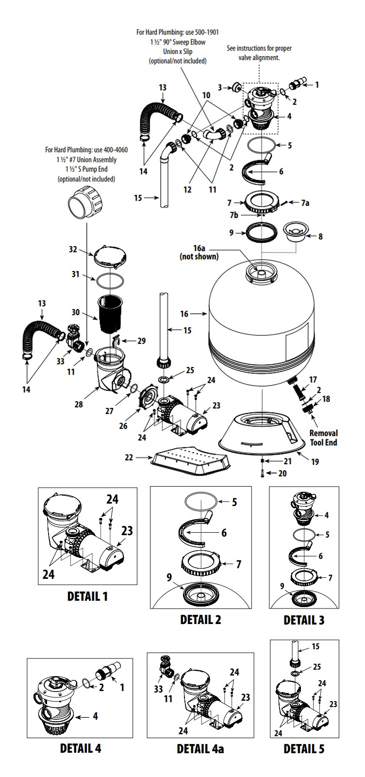 Waterway Carefree Above Ground Pool 26" Top Mount Sand Deluxe Filter System | 1.5HP Pump 3.5 Sq. Ft. Filter | 3' Twist Lock Cord | FSS026915-3S	 Parts Schematic