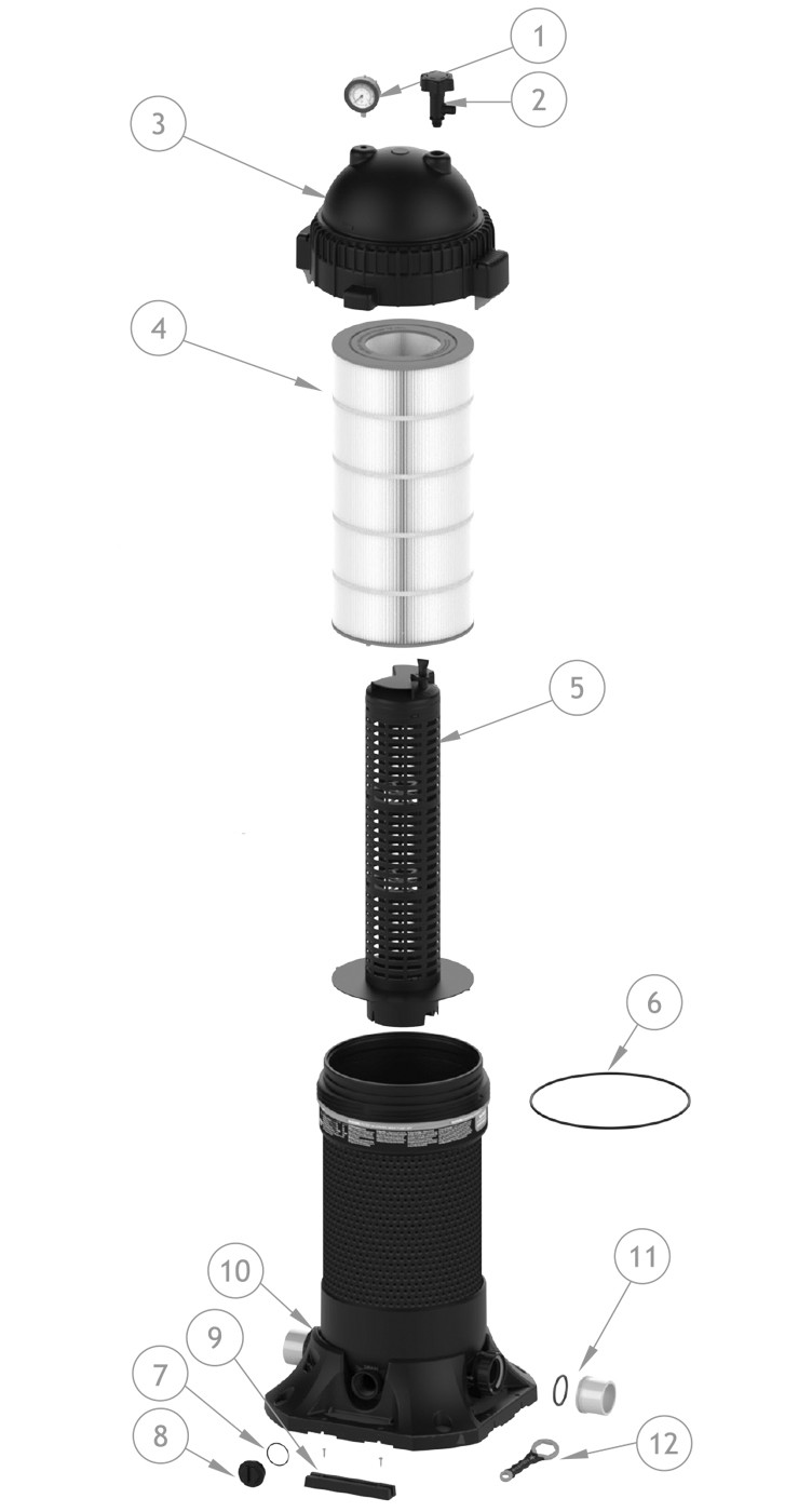 AquaStar PipeLine Filter | 27,000 Gallon Pool | PLF27000 Parts Schematic