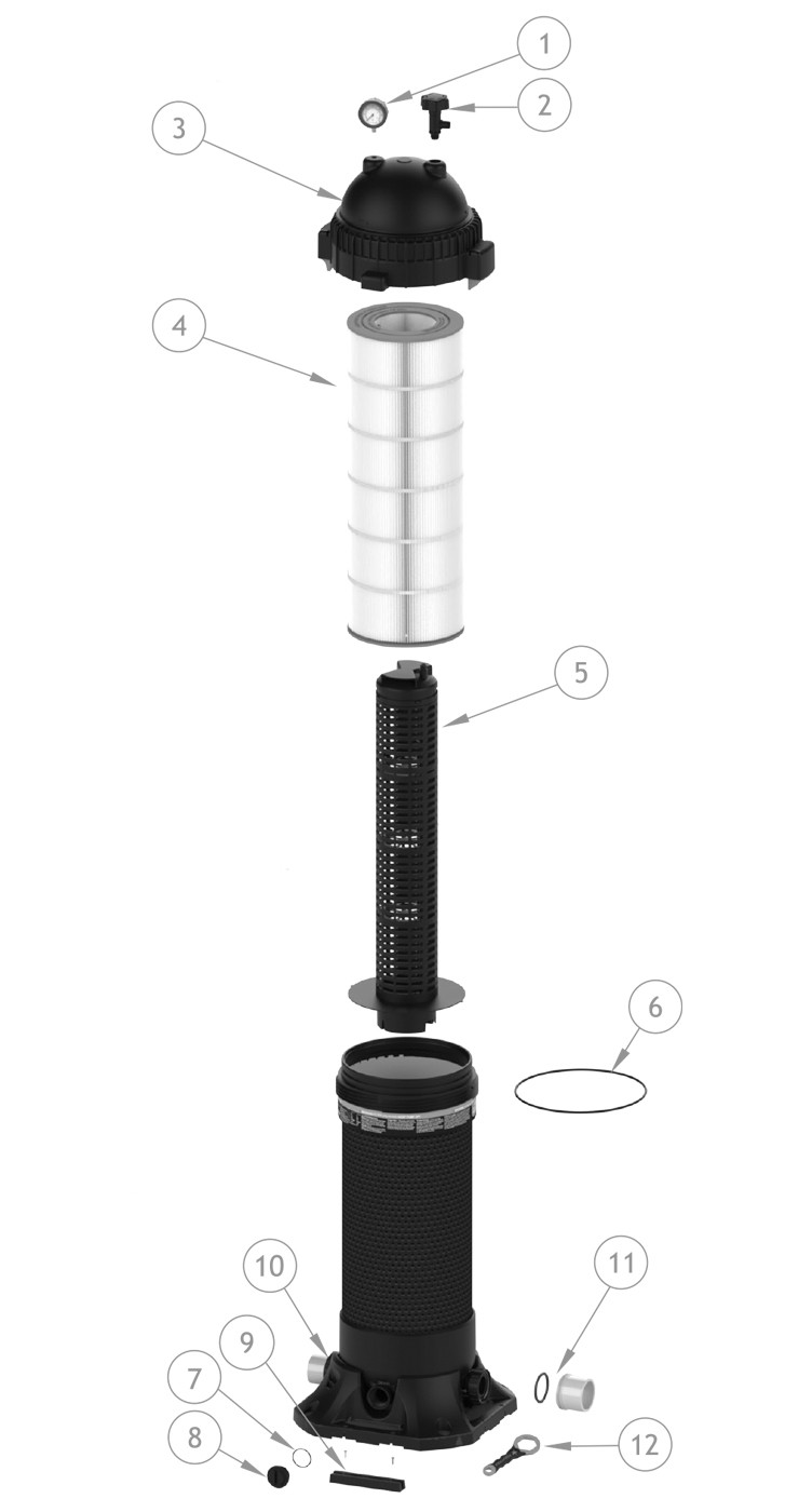 AquaStar PipeLine Filter | 35,000 Gallon Pool | PLF35000 Parts Schematic
