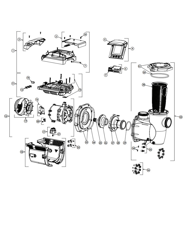 Pentair IntelliFlo3 VSF Variable Speed & Flow Pool Pump with Touchscreen & Relay Board | 3HP 208-230V | 011078 Parts Schematic