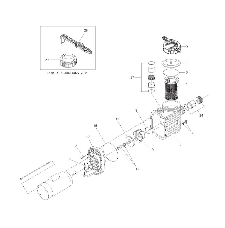 Speck Pump ES90-II VSP Dual Voltage Variable Speed Pump | 1.1 HP 115-230V | IG155-V100T-000 Parts Schematic