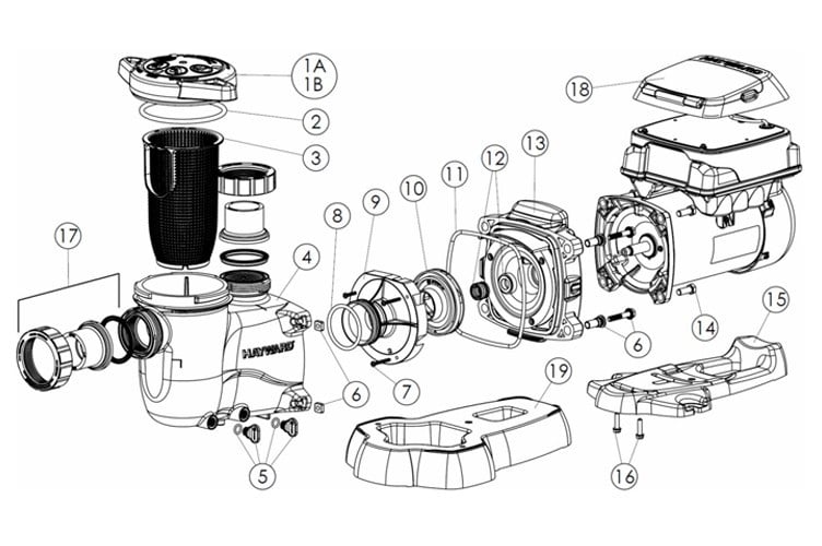 Hayward MaxFlo VS 500 Variable Speed Pool Pump | 1.65HP 115/230V | SP23520VSP Parts Schematic