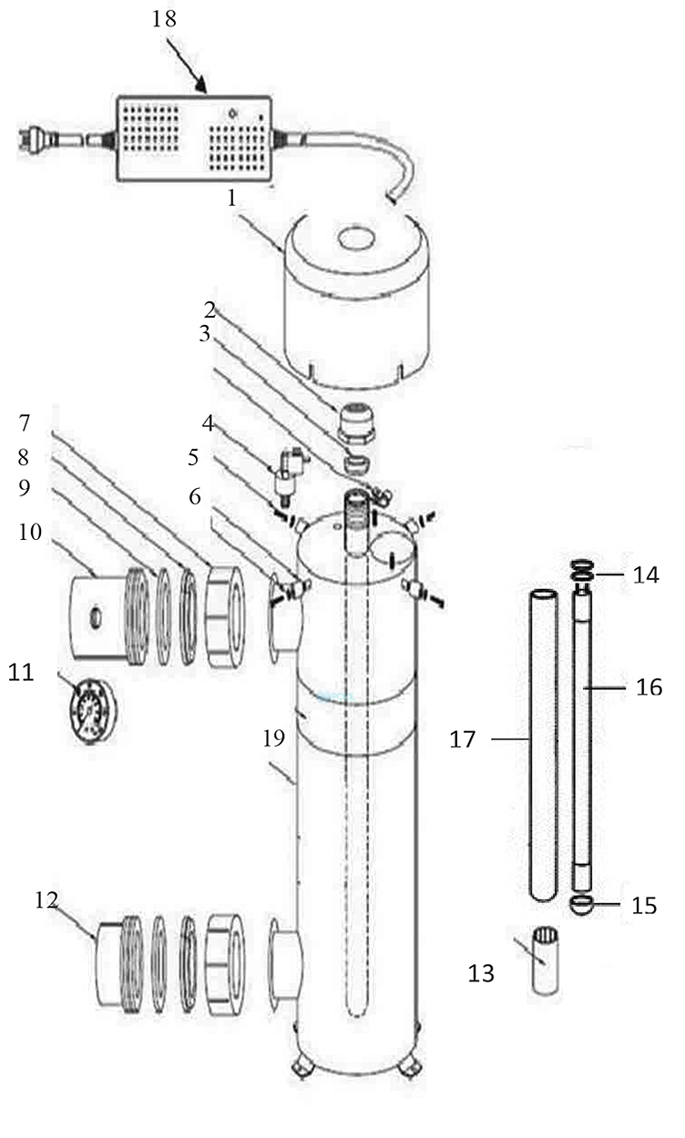 Delta Ultraviolet Sanitizer/Clarifier System EP Series | EP-20 | Stainless Steel | 70 GPM 120V | 35-08154 35-08148 | 1000-2163 Parts Schematic