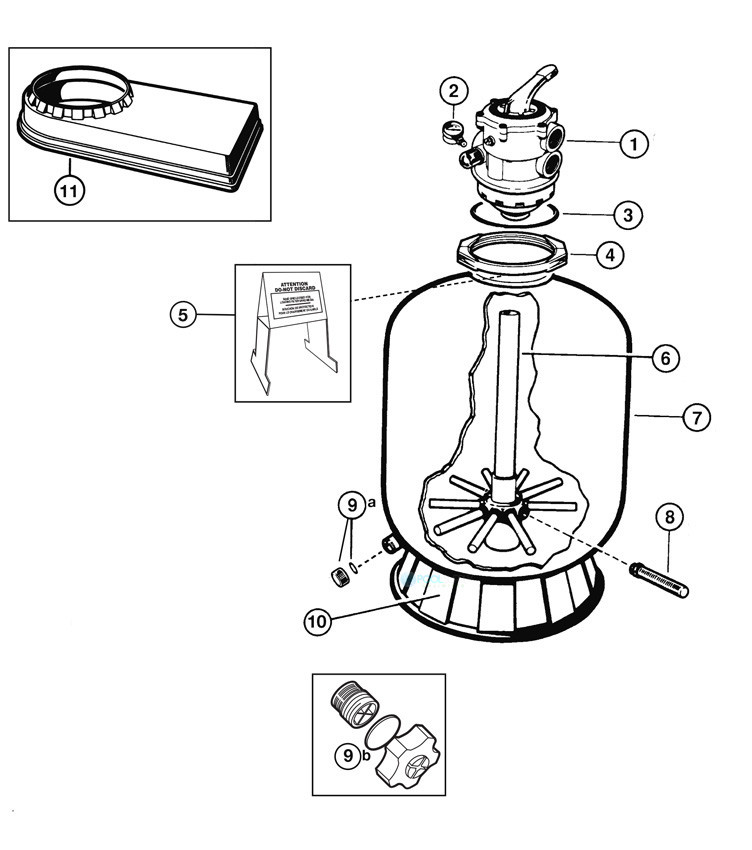 Hayward Pro Series Sand Filter System | 2.20 Sq Ft 1.5HP Power-Flo Matix Pump | S210T93STL Parts Schematic