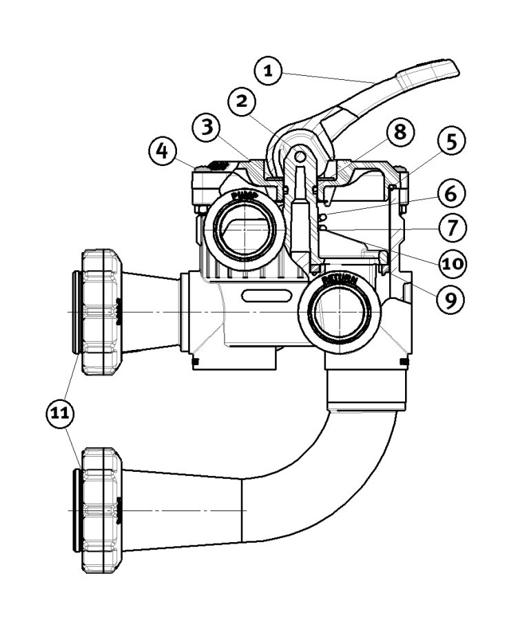 Hayward 1.5 inch Vari-Flo Multi Port Valve Pro Series Sand Filters | SP0710X62 Parts Schematic