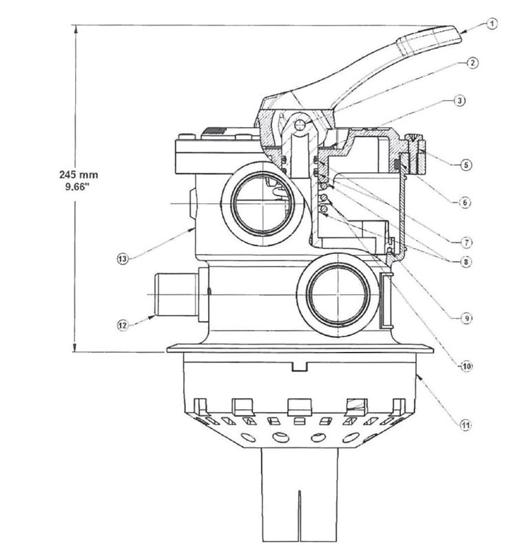 Hayward OEM Vari-Flo XL Top Mount Valve Kit | Clamp Style | 1.5" Threaded | SP0714T Parts Schematic