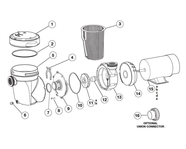 Hayward PowerFlo Matrix Above Ground Single Speed Pool Pump | 3Ft. Cord | 1HP 115V | W3SP1592 *Free Next Day Delivery* Parts Schematic
