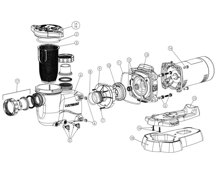 Hayward MaxFlo XL Uprated Pool Pump 1HP 115V 230V | W3SP2307X10 *Free Next Day Delivery* Parts Schematic