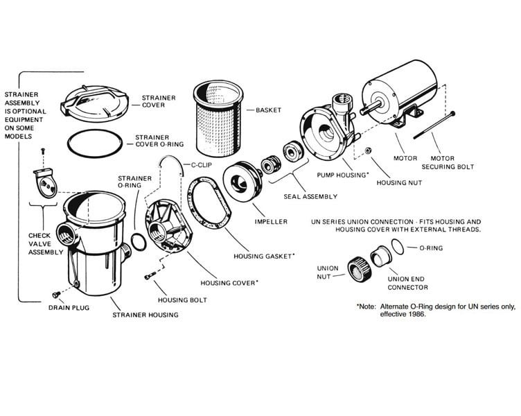 Hayward PowerFlo LX Above Ground Pool Pump | Strainer and 3' Twist Lock Cord | 1HP 115V | SP1580TL Parts Schematic