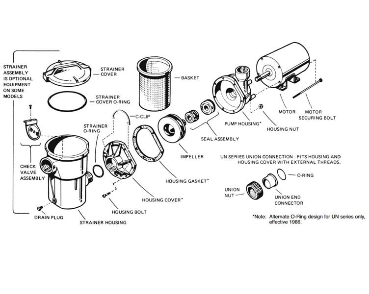 Hayward PowerFlo LX High Efficiency Above Ground Pool Pump with 3' Twist Lock Cord | 1.5HP 115V | SP1580X15TL Parts Schematic