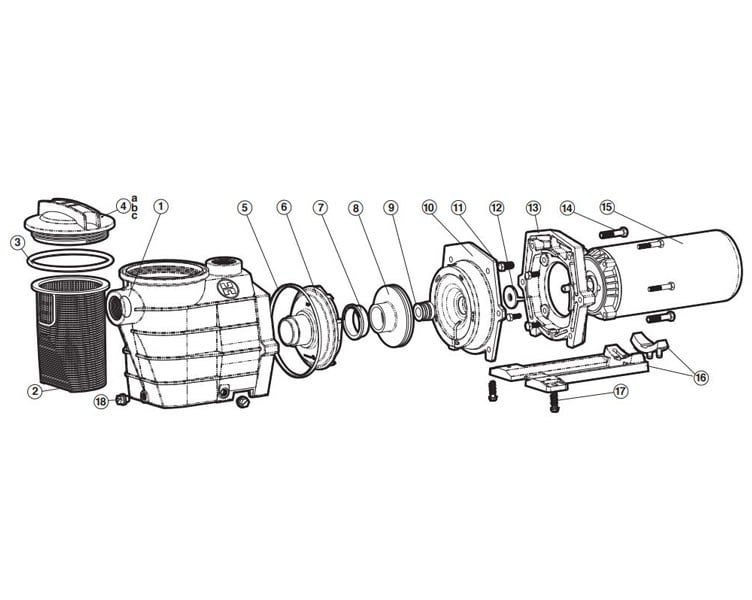 Hayward Super II Single Speed Pool Pump | 2HP Full Rated 230V | SP3020EEAZ Parts Schematic