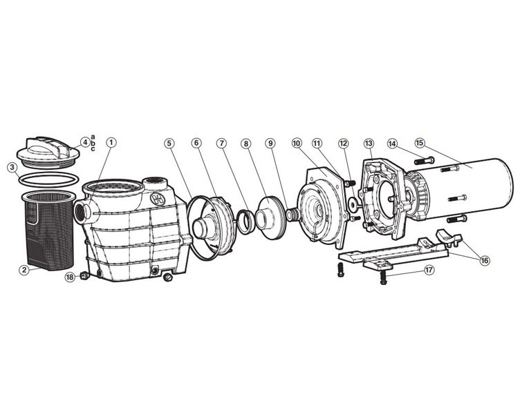 Hayward Super II Single Speed Pool Pump | 3HP Full Rated 230V | SP3025EEAZ Parts Schematic