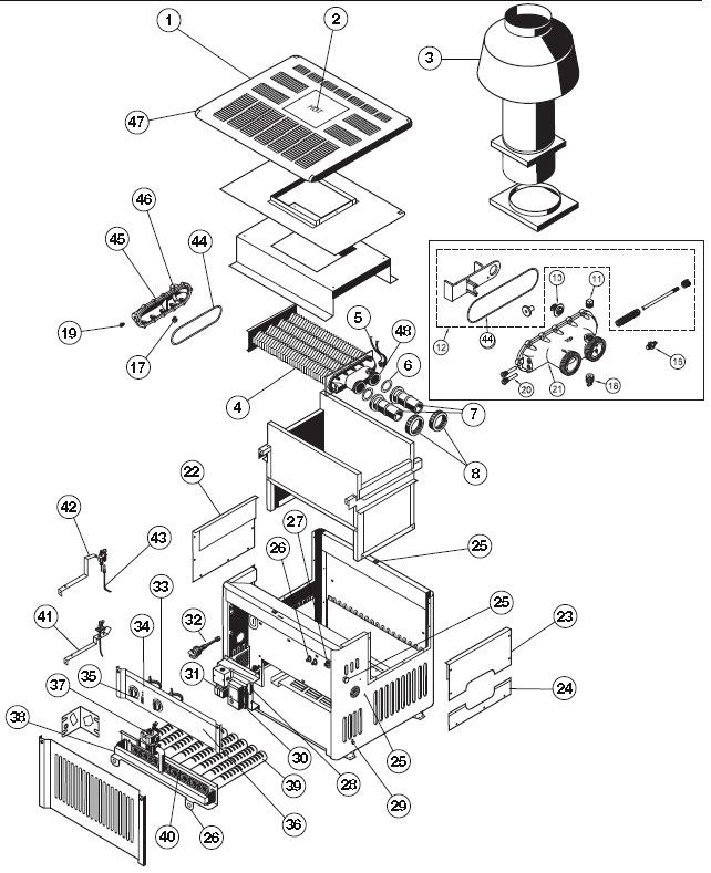 Hayward H-Series Natural Gas Millivolt Heater 200K BTU | H2001 Parts Schematic