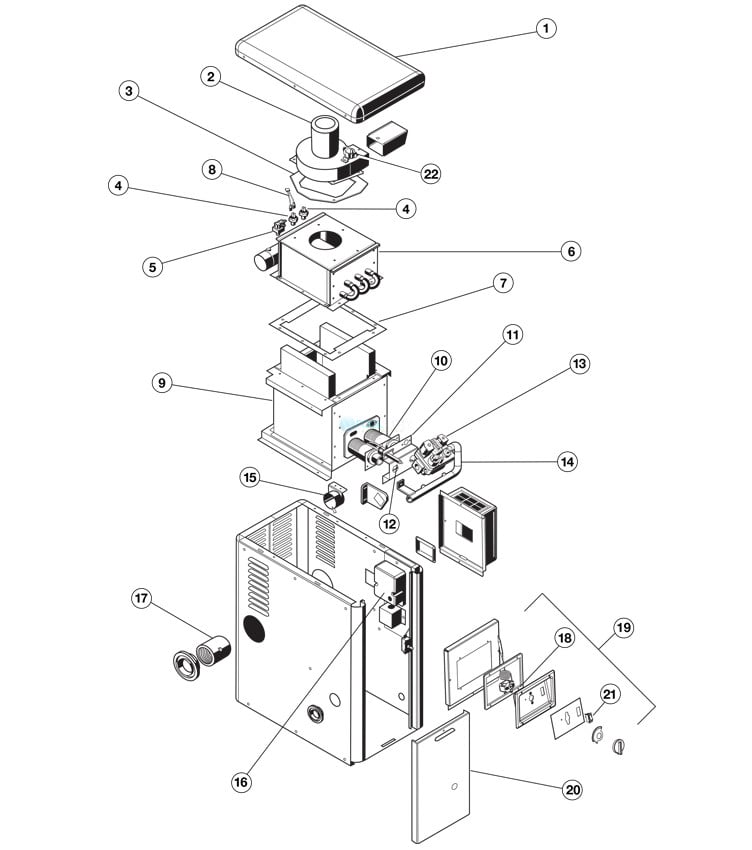 Hayward H-Series Induced Draft Above Ground Pool & Spa Heater | 100,000 BTU | Natural Gas | H100ID1 Parts Schematic