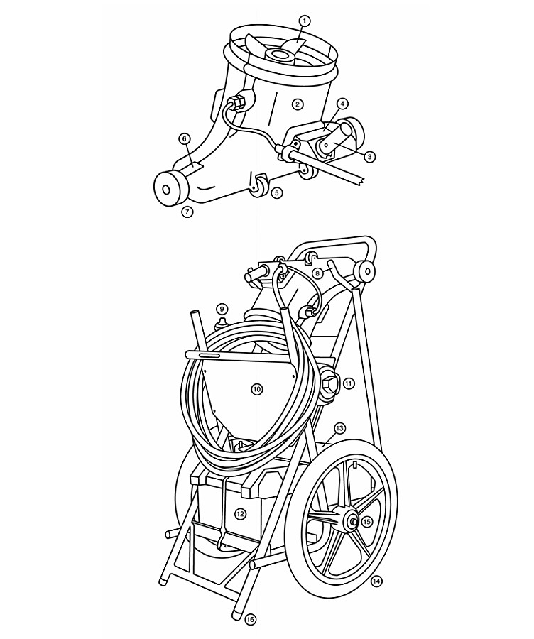 Hammer-Head Service-21 Cleaner - 21" - 60' Cord | SERVICE-21-60' Parts Schematic