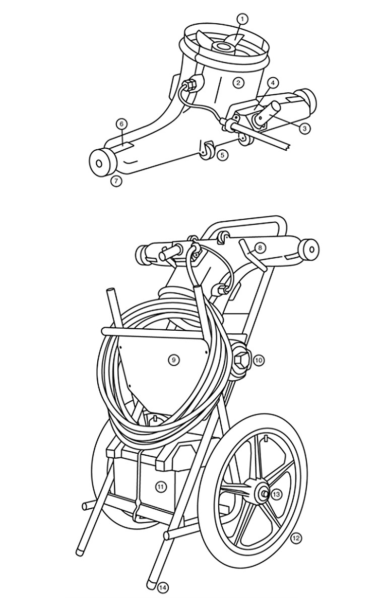 Hammer-Head Resort-30 Cleaner - 30" - 60' Cord & Charger | RESORT-30 Parts Schematic