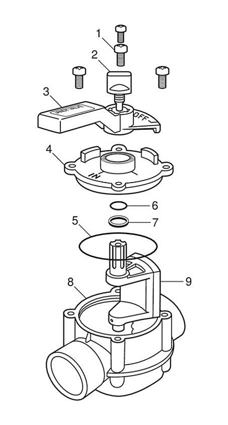 Jandy Pro Series Space Saver Valve Positive Seal 2-Port 1.5"x2" | 3407 Parts Schematic