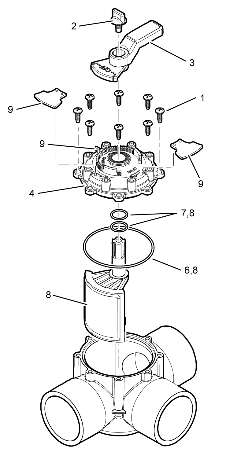 Jandy Pro Series Neverlube 2.5"x3" Positive Seal 3-Port Valve  | 4719 Parts Schematic
